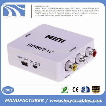 2014 Novo estilo Mini Hdmi para Av Conversor Hdmi para Rca Converter